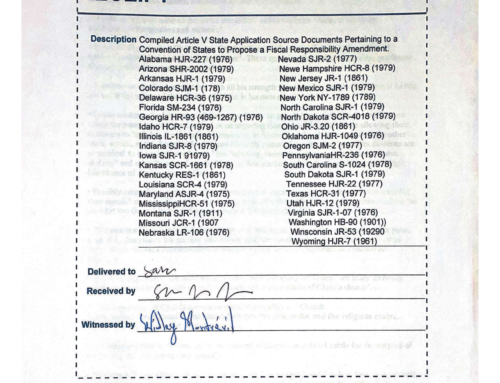 Official Congressional Receipt of 39 State Applications for a Convention of States